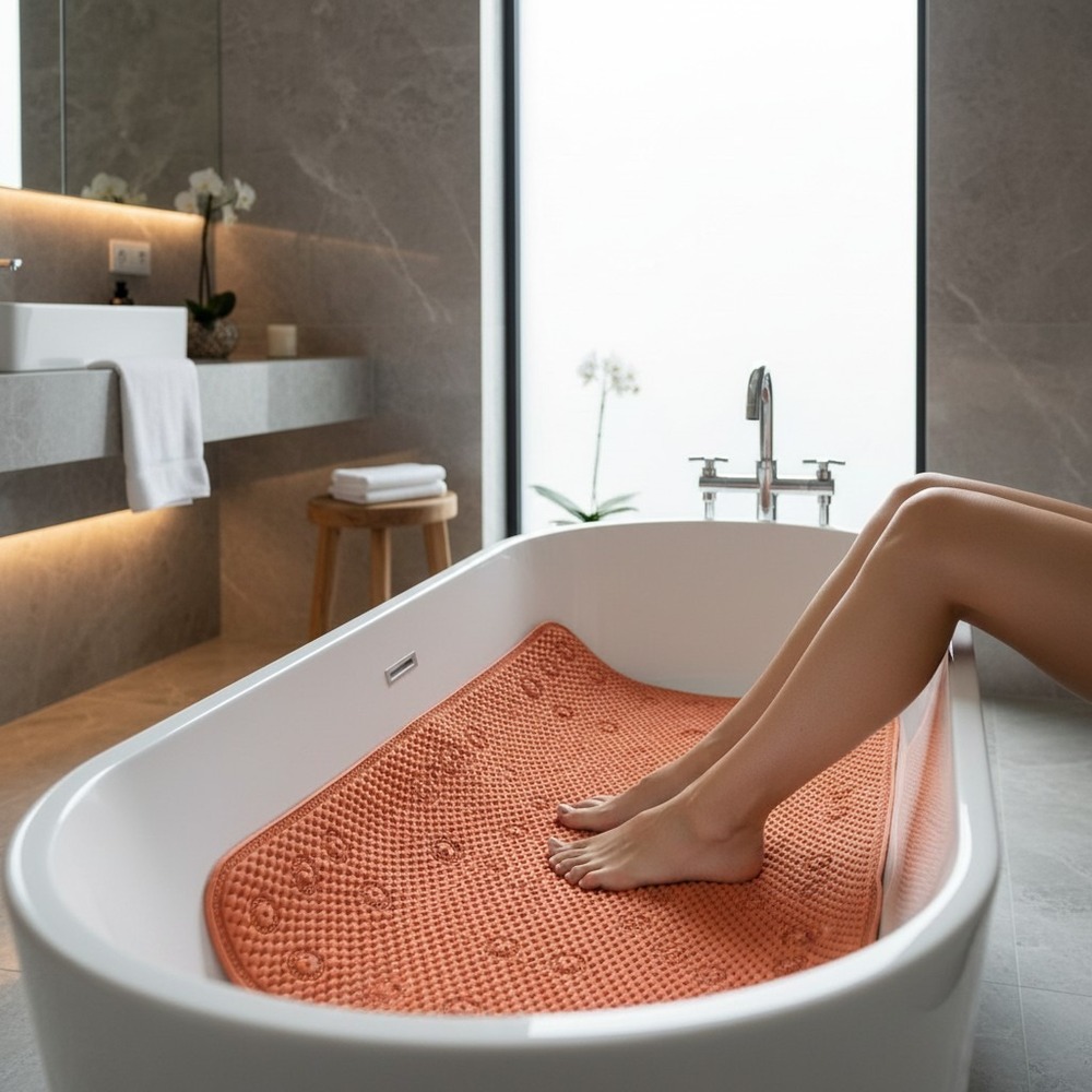 Bathtub Mat Unisex 35x16 Orange NWOT Non-Slip Suction Cup Spa